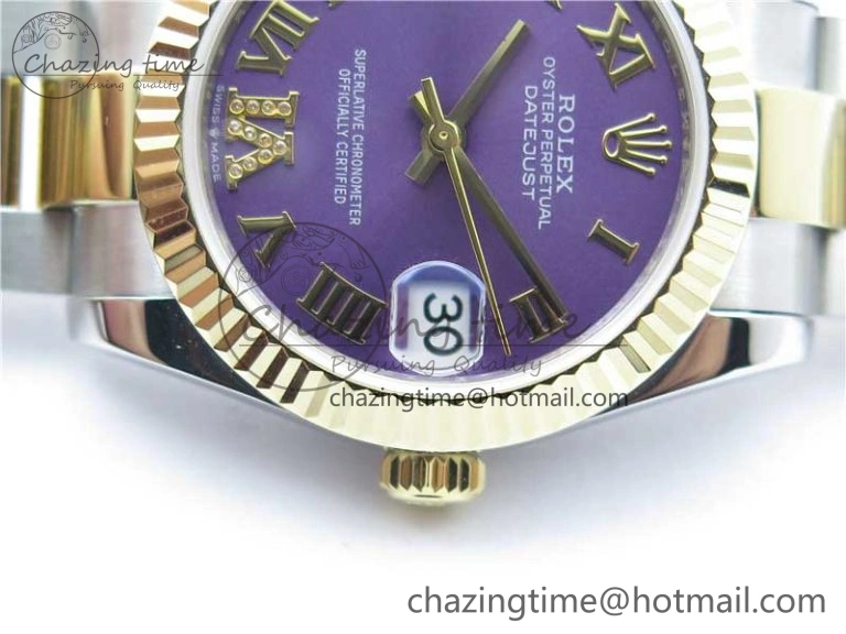 TechFriendly Datejust 31mm 278273 SS YG BP Maker Best Edition Purple Roman Dial on SS YG Oyster Bracelet 2711