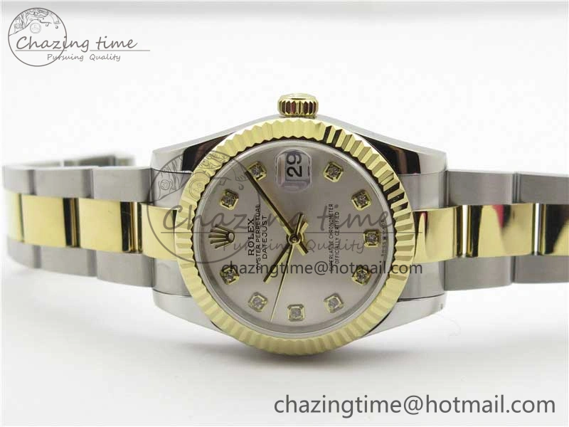 Datejust 31mm 278273 SS YG BP Maker Best Edition Silver Diamonds Dial on SS YG Oyster Bracelet Practical 2708