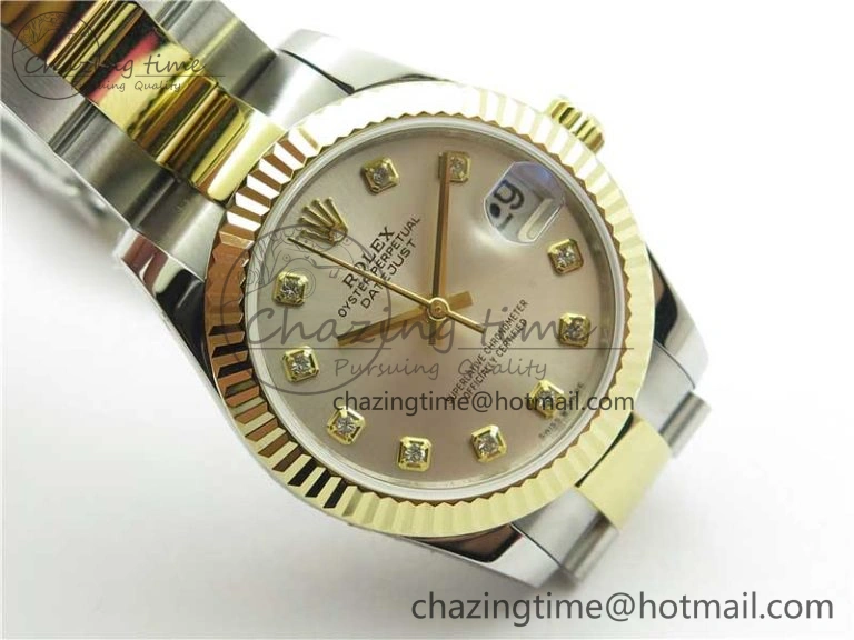 Datejust 31mm 278273 SS YG BP Maker Best Edition Silver Diamonds Dial on SS YG Oyster Bracelet Practical 2708