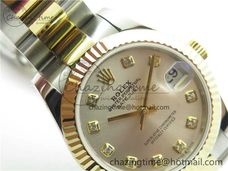 Datejust 31mm 278273 SS YG BP Maker Best Edition Silver Diamonds Dial on SS YG Oyster Bracelet Practical 2708