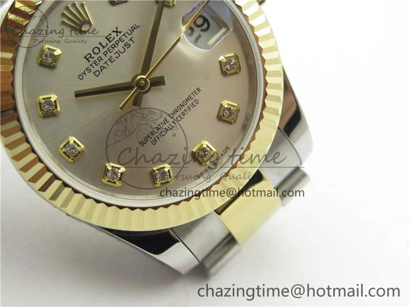 Datejust 31mm 278273 SS YG BP Maker Best Edition Silver Diamonds Dial on SS YG Oyster Bracelet Practical 2708
