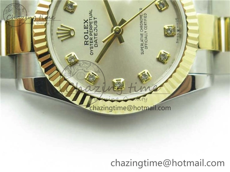 Datejust 31mm 278273 SS YG BP Maker Best Edition Silver Diamonds Dial on SS YG Oyster Bracelet Practical 2708