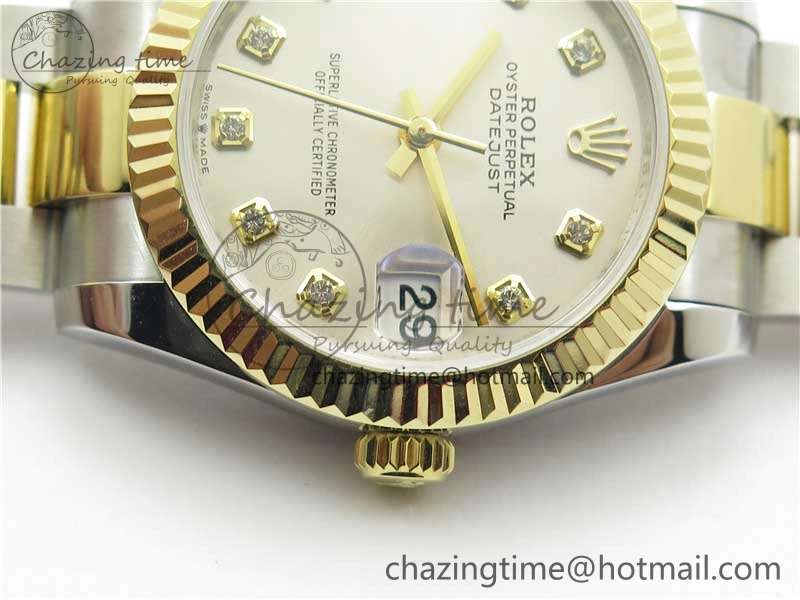 Datejust 31mm 278273 SS YG BP Maker Best Edition Silver Diamonds Dial on SS YG Oyster Bracelet Practical 2708