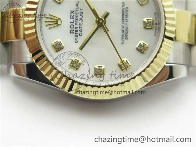 Datejust 31mm 278273 SS YG BP Maker Best Edition White MOP Diamonds Dial on SS YG Oyster Bracelet QuickDry 10396