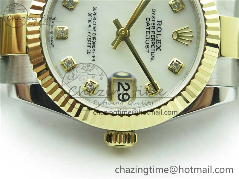 Datejust 31mm 278273 SS YG BP Maker Best Edition White MOP Diamonds Dial on SS YG Oyster Bracelet QuickDry 10396