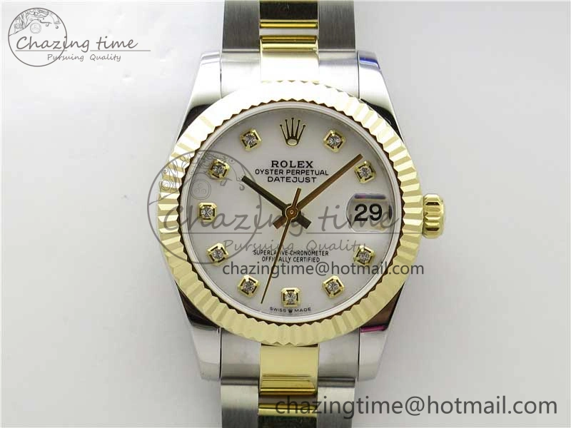 Datejust 31mm 278273 SS YG BP Maker Best Edition White MOP Diamonds Dial on SS YG Oyster Bracelet QuickDry 10396