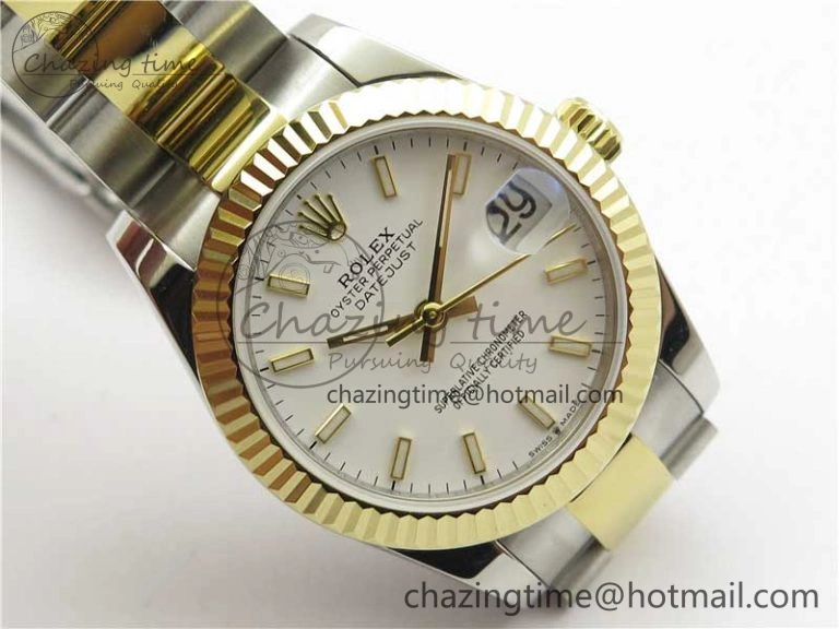 Datejust 31mm 278273 SS YG BP Maker Best Edition White Sticks Markers Dial on SS YG Oyster Bracelet Lightweight 10394