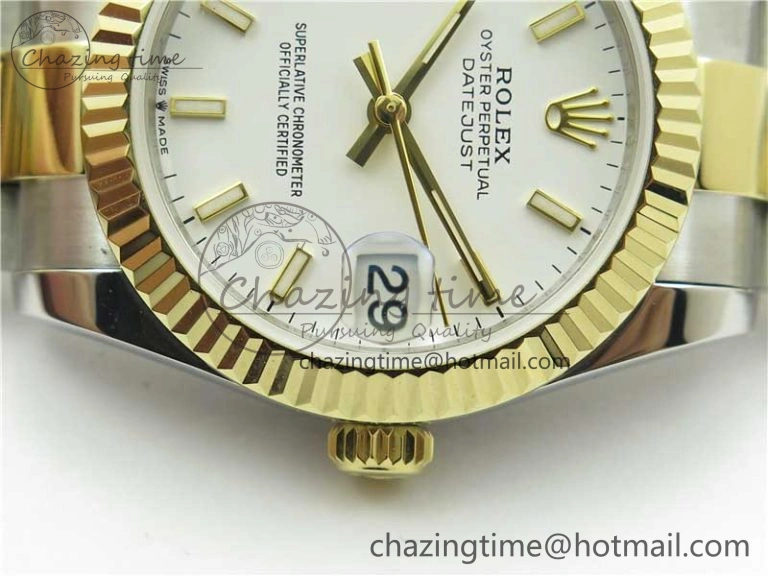 Datejust 31mm 278273 SS YG BP Maker Best Edition White Sticks Markers Dial on SS YG Oyster Bracelet Lightweight 10394