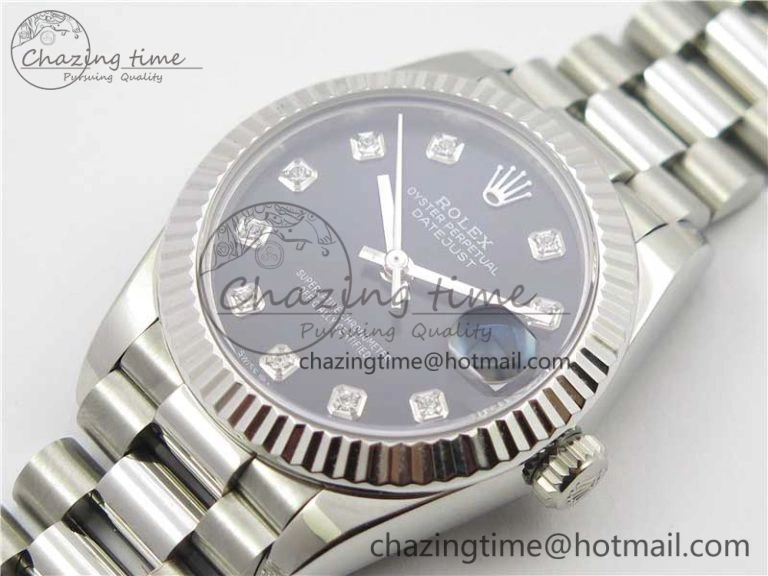 Datejust 31mm 278275 SS BP Maker Best Edition Black Crystals Markers Dial on SS President Bracelet StreetReady 10527
