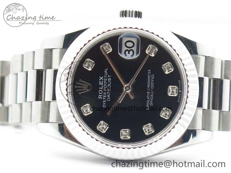 Datejust 31mm 278275 SS BP Maker Best Edition Black Crystals Markers Dial on SS President Bracelet StreetReady 10527