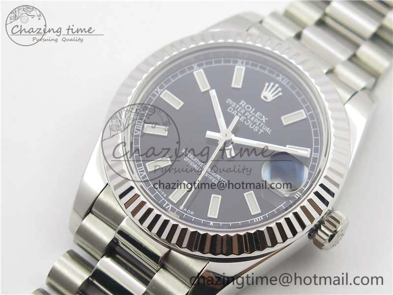 TechFriendly Datejust 31mm 278275 SS BP Maker Best Edition Black Stick Markers Dial on SS President Bracelet 10525