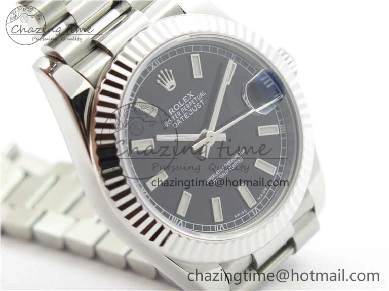 TechFriendly Datejust 31mm 278275 SS BP Maker Best Edition Black Stick Markers Dial on SS President Bracelet 10525