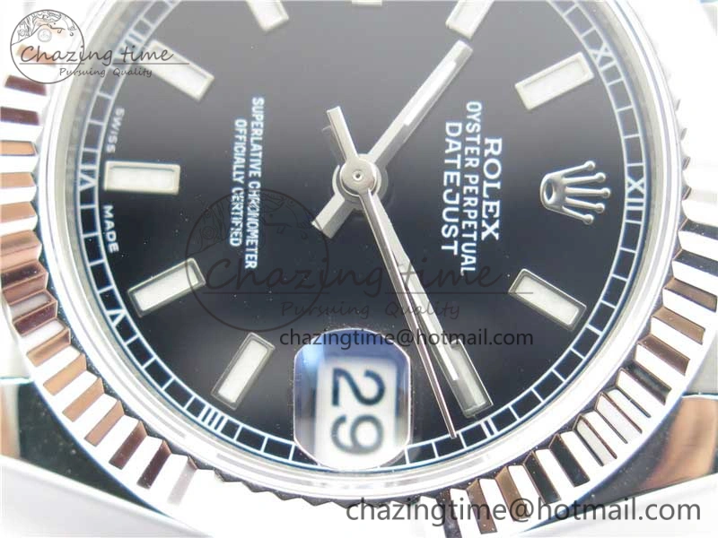 TechFriendly Datejust 31mm 278275 SS BP Maker Best Edition Black Stick Markers Dial on SS President Bracelet 10525