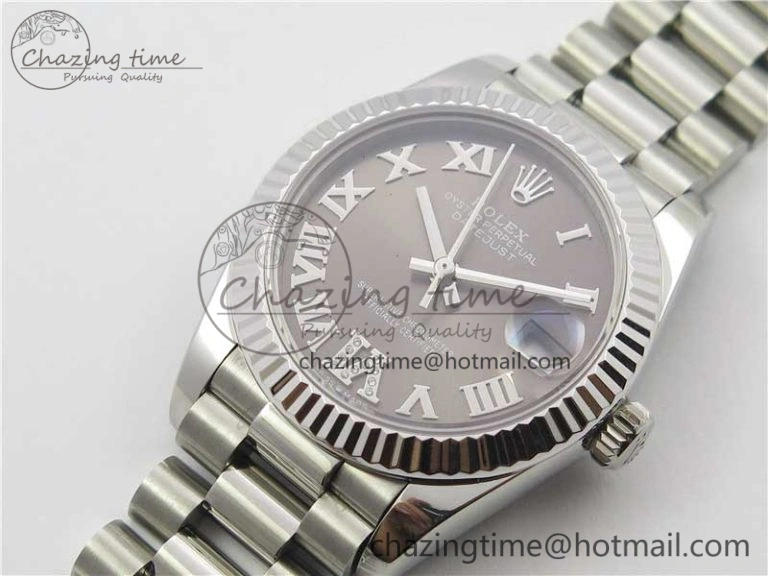 Casual Datejust 31mm 278275 SS BP Maker Best Edition Gray Roman Dial Crystal @6 on SS President Bracelet 10529