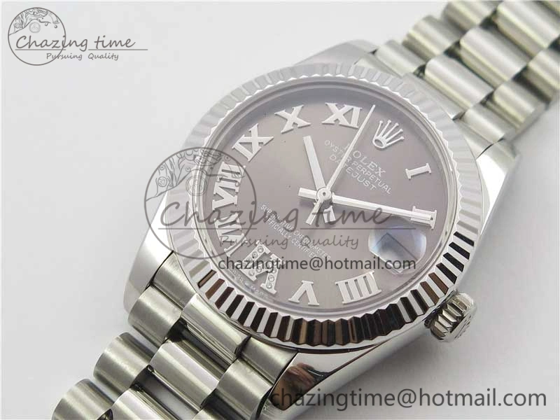 Casual Datejust 31mm 278275 SS BP Maker Best Edition Gray Roman Dial Crystal @6 on SS President Bracelet 10529