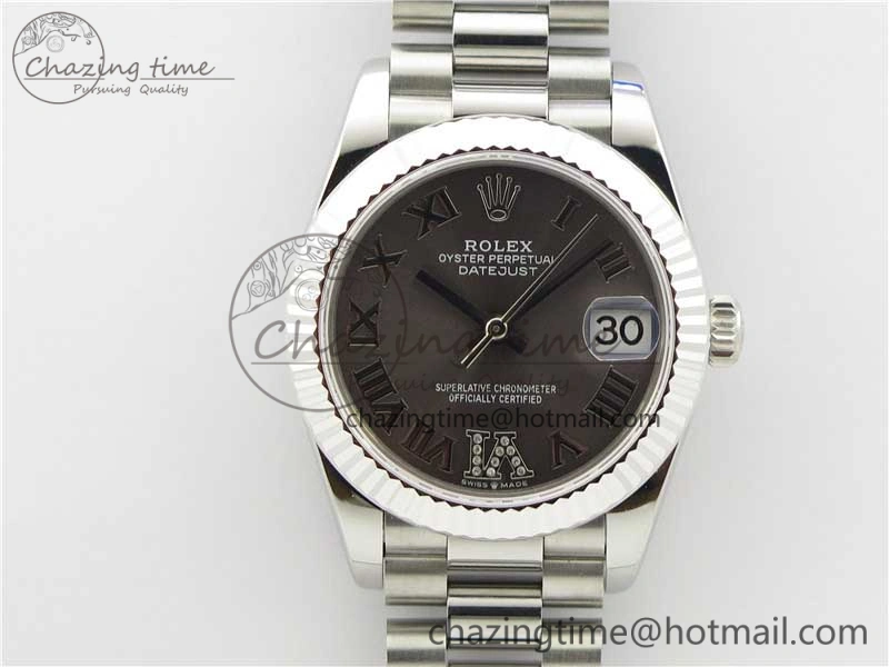 Casual Datejust 31mm 278275 SS BP Maker Best Edition Gray Roman Dial Crystal @6 on SS President Bracelet 10529