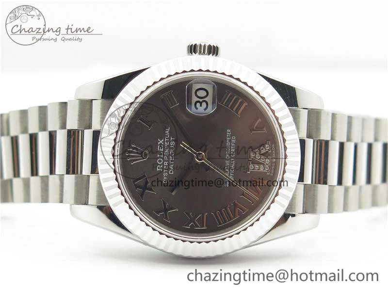 Casual Datejust 31mm 278275 SS BP Maker Best Edition Gray Roman Dial Crystal @6 on SS President Bracelet 10529
