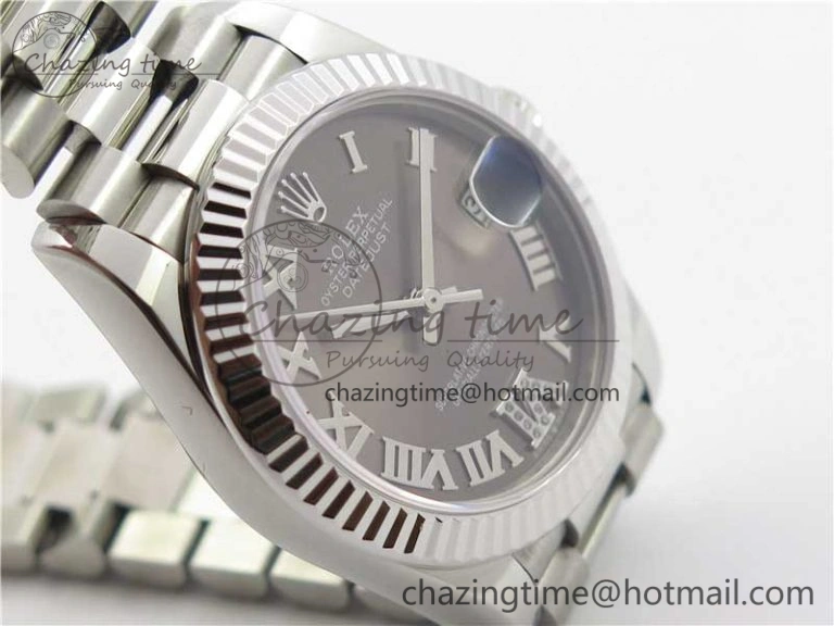 Casual Datejust 31mm 278275 SS BP Maker Best Edition Gray Roman Dial Crystal @6 on SS President Bracelet 10529