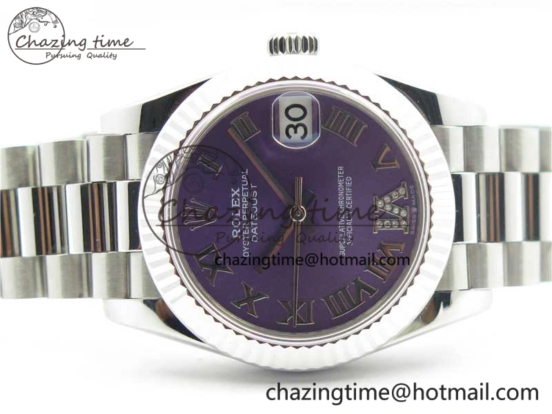 Functional Datejust 31mm 278275 SS BP Maker Best Edition Purple Roman Dial Crystal @6 on SS President Bracelet 10519