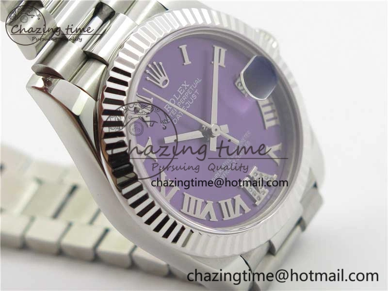 Functional Datejust 31mm 278275 SS BP Maker Best Edition Purple Roman Dial Crystal @6 on SS President Bracelet 10519