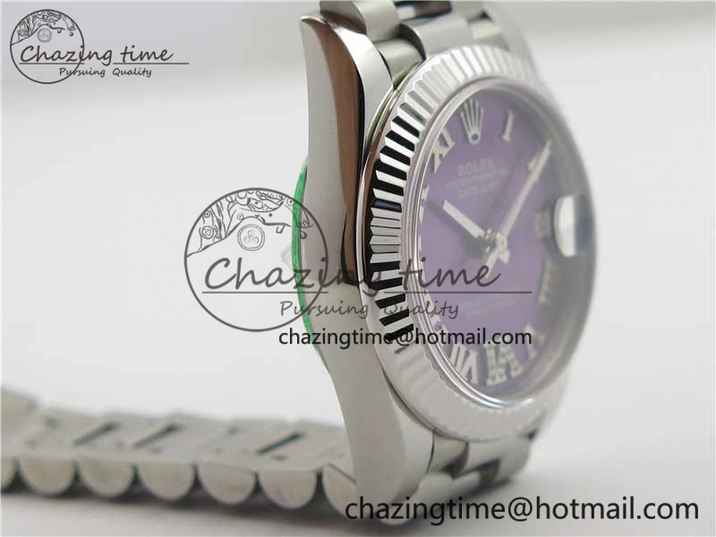 Functional Datejust 31mm 278275 SS BP Maker Best Edition Purple Roman Dial Crystal @6 on SS President Bracelet 10519
