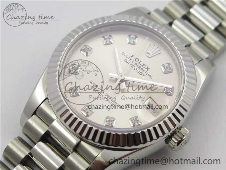 ZeroBulk Datejust 31mm 278275 SS BP Maker Best Edition Silver Crystals Markers Dial on SS President Bracelet 3080
