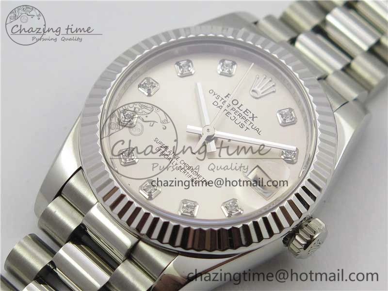ZeroBulk Datejust 31mm 278275 SS BP Maker Best Edition Silver Crystals Markers Dial on SS President Bracelet 3080