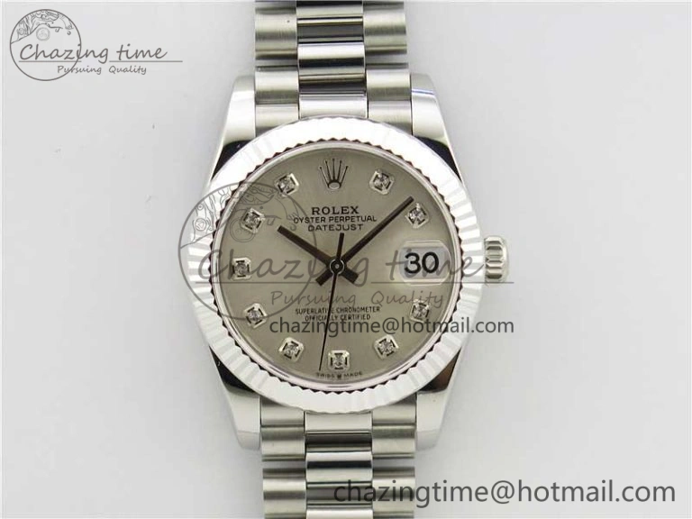 Datejust 31mm 278275 SS BP Maker Best Edition Silver Crystals Markers Dial on SS President Bracelet Vibrant 10514