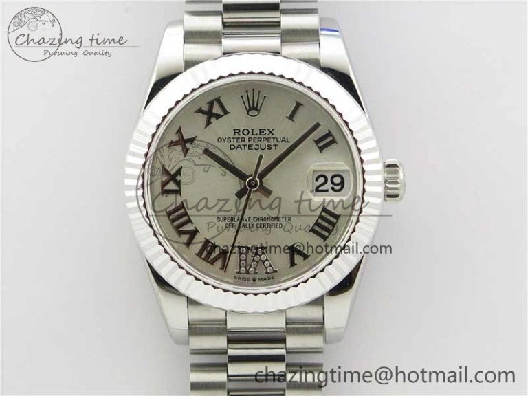 Datejust 31mm 278275 SS BP Maker Best Edition Silver Roman Dial Crystal @6 on SS President Bracelet Chic 3084