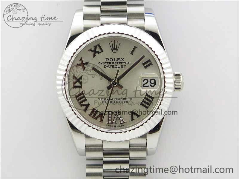 Elegant Datejust 31mm 278275 SS BP Maker Best Edition Silver Roman Dial Crystal @6 on SS President Bracelet 10515