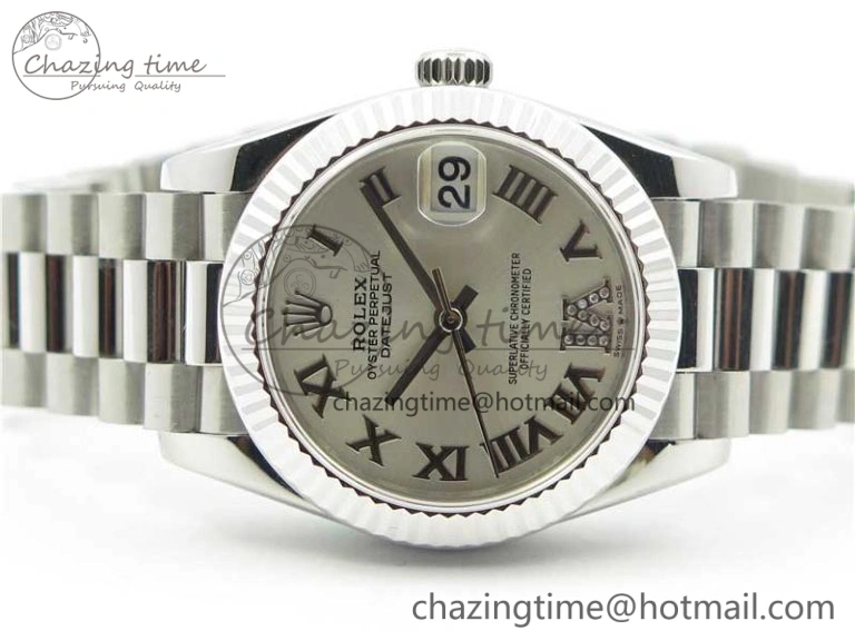 Elegant Datejust 31mm 278275 SS BP Maker Best Edition Silver Roman Dial Crystal @6 on SS President Bracelet 10515