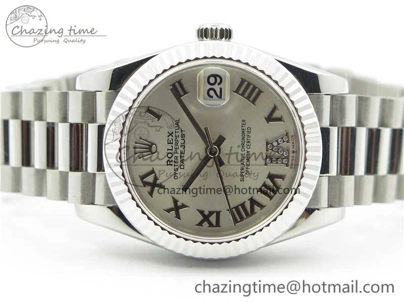 Elegant Datejust 31mm 278275 SS BP Maker Best Edition Silver Roman Dial Crystal @6 on SS President Bracelet 10515