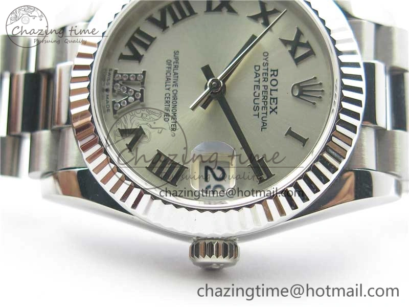 Elegant Datejust 31mm 278275 SS BP Maker Best Edition Silver Roman Dial Crystal @6 on SS President Bracelet 10515
