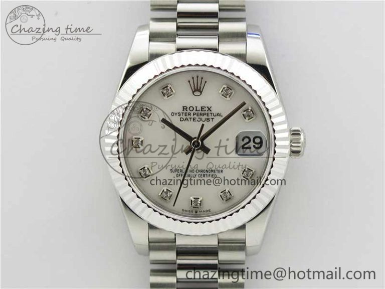 Datejust 31mm 278275 SS BP Maker Best Edition White MOP Crystals Markers Dial on SS President Bracelet Trendy 10534