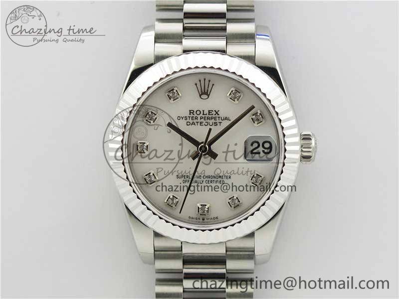 Datejust 31mm 278275 SS BP Maker Best Edition White MOP Crystals Markers Dial on SS President Bracelet EyeCatching 3105