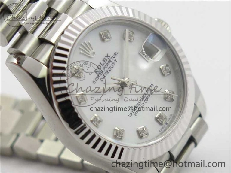Datejust 31mm 278275 SS BP Maker Best Edition White MOP Crystals Markers Dial on SS President Bracelet EyeCatching 3105