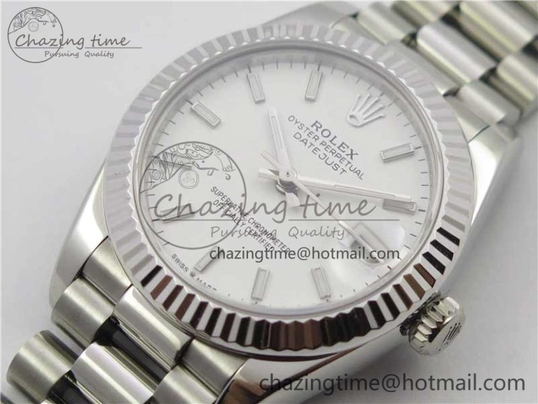Datejust 31mm 278275 SS BP Maker Best Edition White Stick Markers Dial on SS President Bracelet EyeCatching 3100