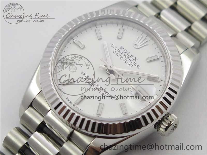 Datejust 31mm 278275 SS BP Maker Best Edition White Stick Markers Dial on SS President Bracelet EyeCatching 3100