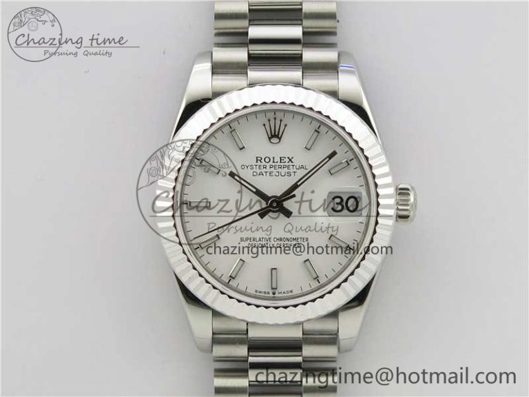 GoodFit Datejust 31mm 278275 SS BP Maker Best Edition White Stick Markers Dial on SS President Bracelet 10531