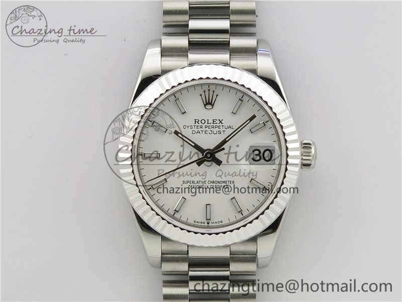 Datejust 31mm 278275 SS BP Maker Best Edition White Stick Markers Dial on SS President Bracelet EyeCatching 3100