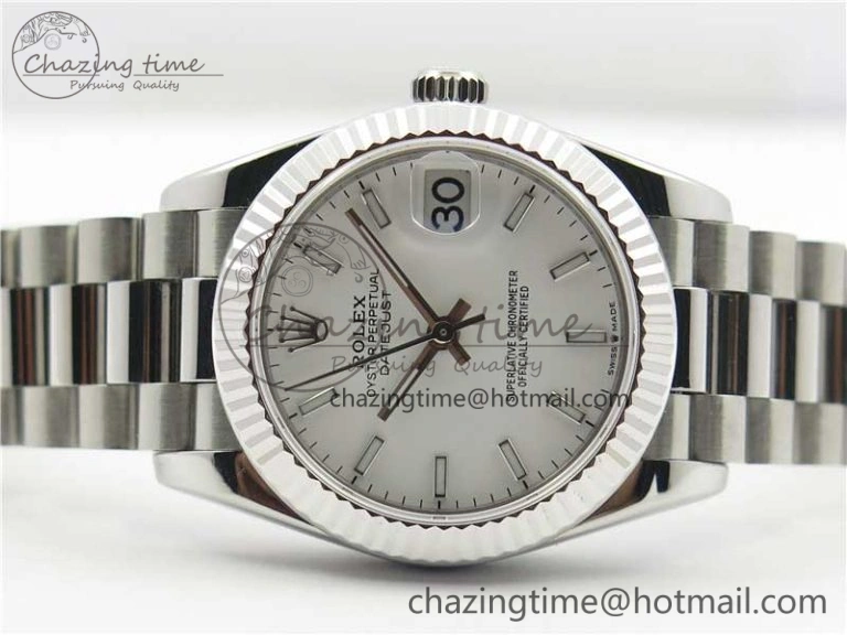 Datejust 31mm 278275 SS BP Maker Best Edition White Stick Markers Dial on SS President Bracelet EyeCatching 3100