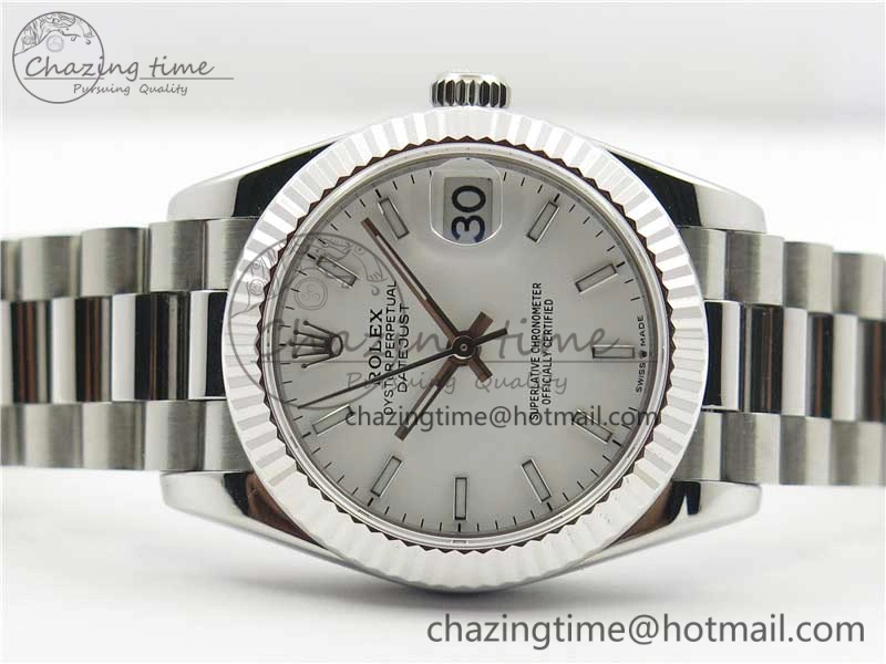 Datejust 31mm 278275 SS BP Maker Best Edition White Stick Markers Dial on SS President Bracelet EyeCatching 3100
