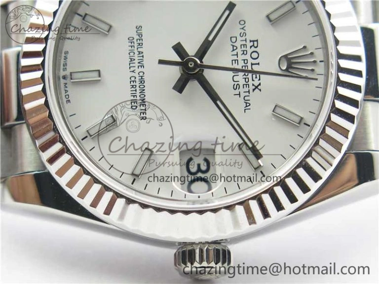 Datejust 31mm 278275 SS BP Maker Best Edition White Stick Markers Dial on SS President Bracelet EyeCatching 3100