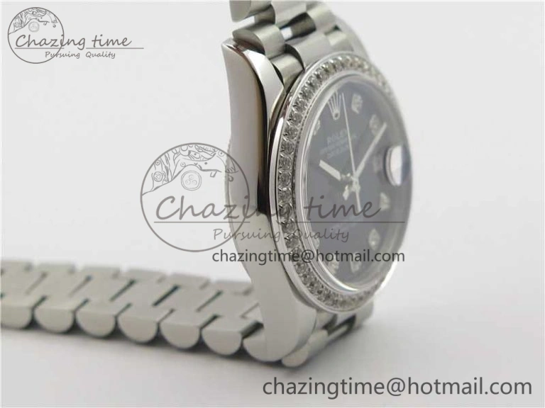 Datejust 31mm 278275 SS Crystal Bezel BP Maker Best Edition Black Dial Crystal on SS President Bracelet Affordable 10526