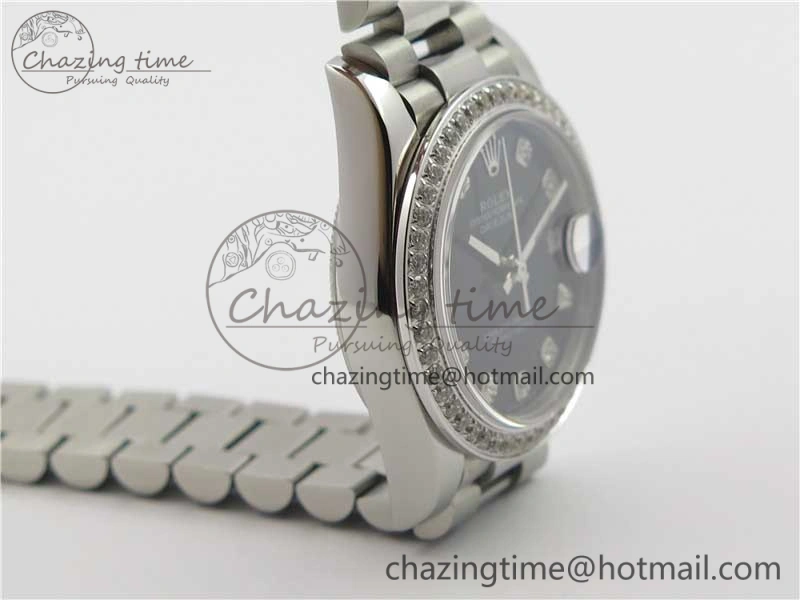 Datejust 31mm 278275 SS Crystal Bezel BP Maker Best Edition Black Dial Crystal on SS President Bracelet Affordable 10526