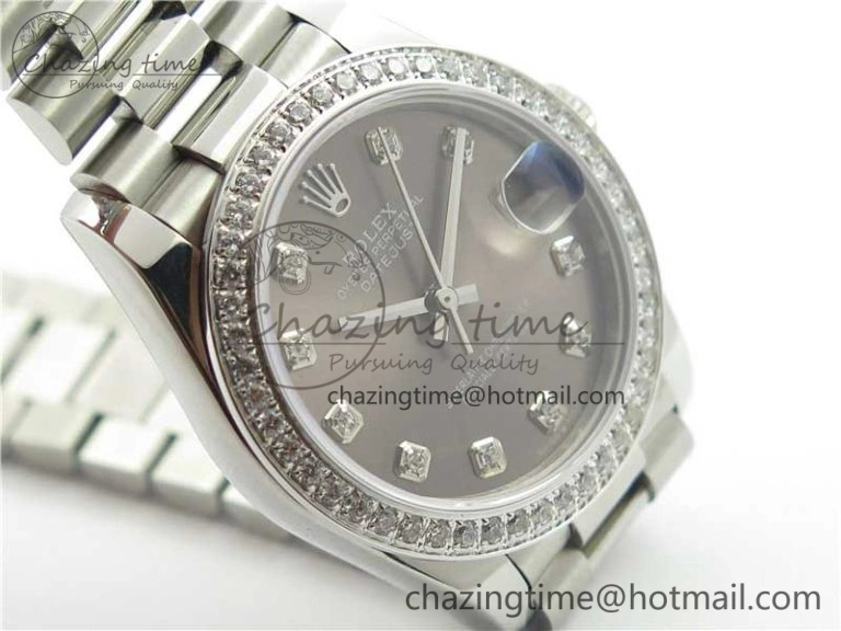 Soft Datejust 31mm 278275 SS Crystal Bezel BP Maker Best Edition Gray Crystals Markers Dial on SS President Bracelet 10520