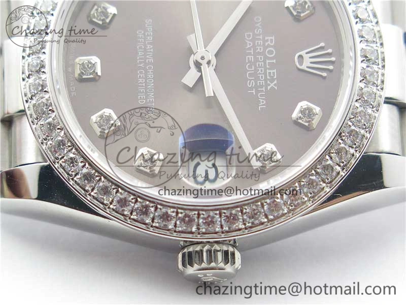 Soft Datejust 31mm 278275 SS Crystal Bezel BP Maker Best Edition Gray Crystals Markers Dial on SS President Bracelet 10520
