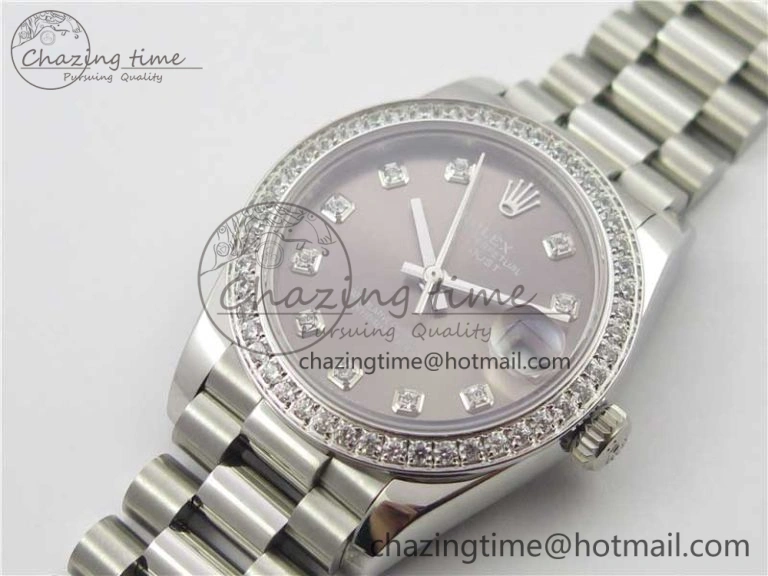 Soft Datejust 31mm 278275 SS Crystal Bezel BP Maker Best Edition Gray Crystals Markers Dial on SS President Bracelet 10520