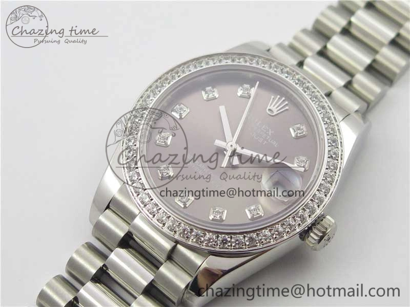 Soft Datejust 31mm 278275 SS Crystal Bezel BP Maker Best Edition Gray Crystals Markers Dial on SS President Bracelet 10520