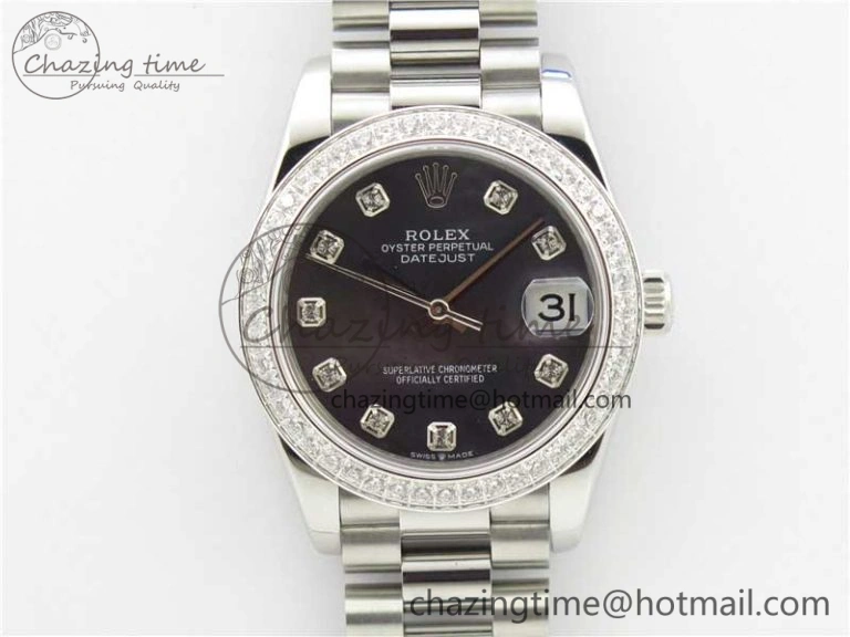 Comfortable Datejust 31mm 278275 SS Crystal Bezel BP Maker Best Edition Gray MOP Dial Crystal on SS President Bracelet 10530